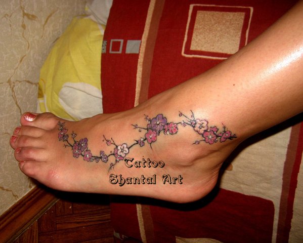 flower tattoo designs on foot. Flower Foot Tattoos